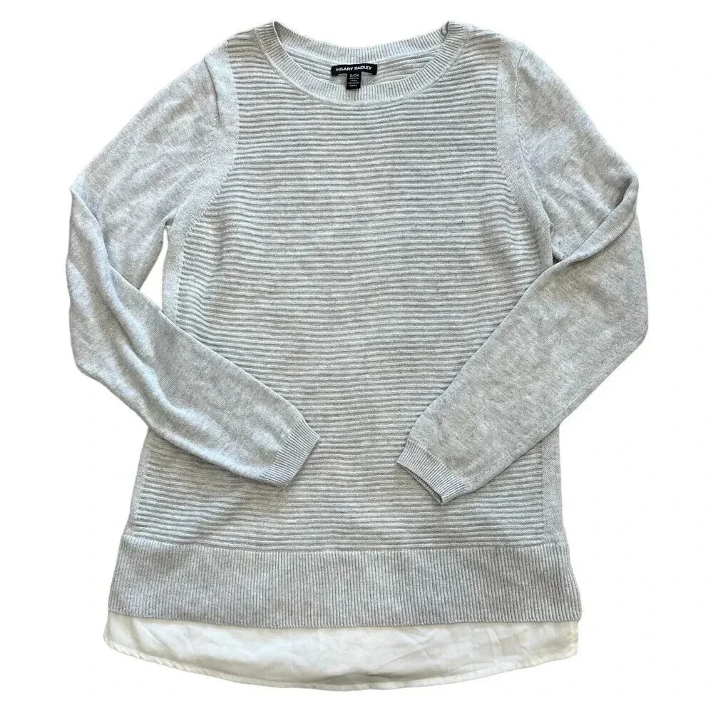 Hilary Radley Gray Ribbed Relaxed Sweater S